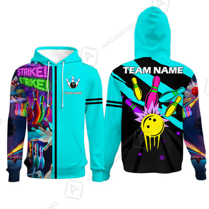 Custom Bowling Team Jersey Neon Bowling Strike Polo Shirts, Bowling Team Uniforms, Personalized Name And Team Name