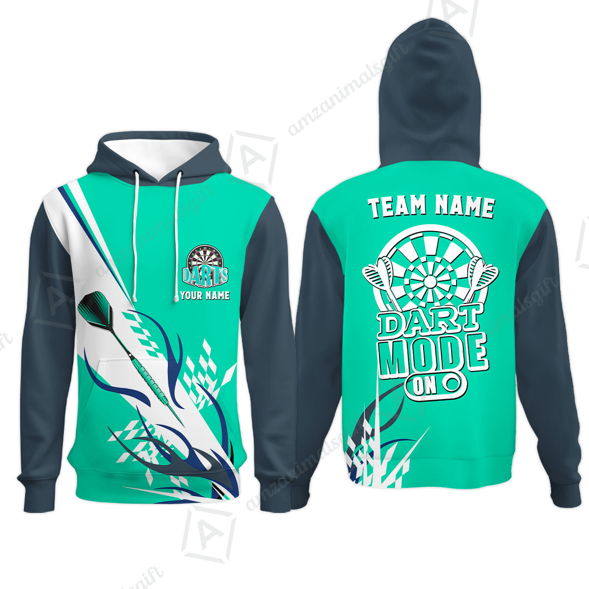 Custom Darts Mode On Multi-Color Team Jersey Polo Quarter-Zip Shirts, Customized Name Team Name Darts Team Jerseys Uniform