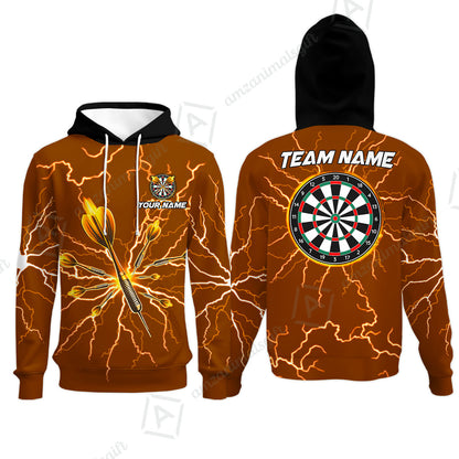 Custom Thunder Lightning Darts Quarter Men Polo Team Shirts,  Custom Darts Team Jerseys Uniform, Personalized Name And Team Name