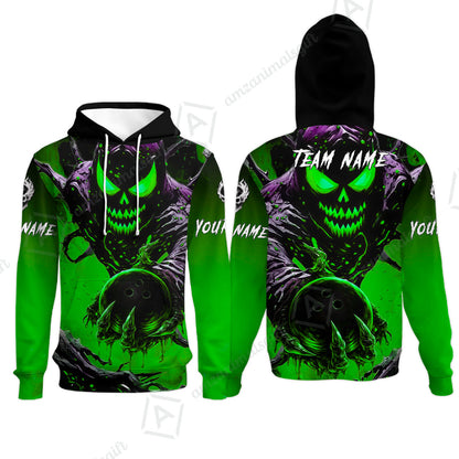 Custom Bowling Team Flat Neck Zip Jersey Shirt, Devil’s Strike Devil’s Strike Power Bowling Edition, Personalized Team Shirt with Custom Name