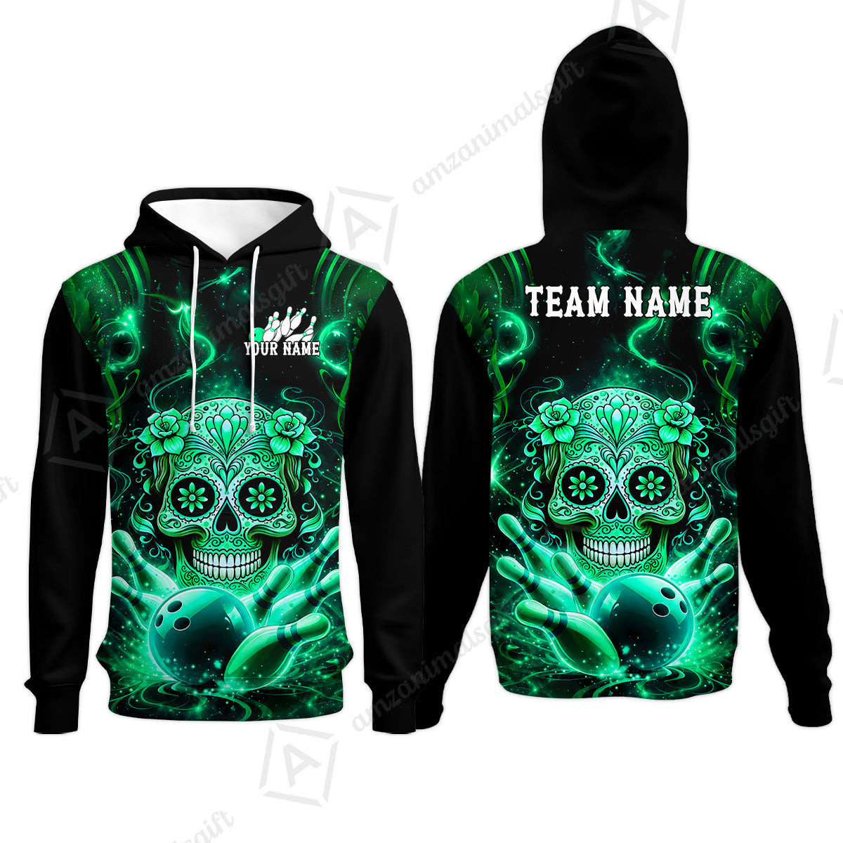 Customized Darts Team Jersey, Sugar Skull Bowler, Personalized Polo Shirt For Players With Name & Team Name