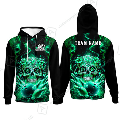 Customized Darts Team Jersey, Sugar Skull Bowler, Personalized Polo Shirt For Players With Name & Team Name