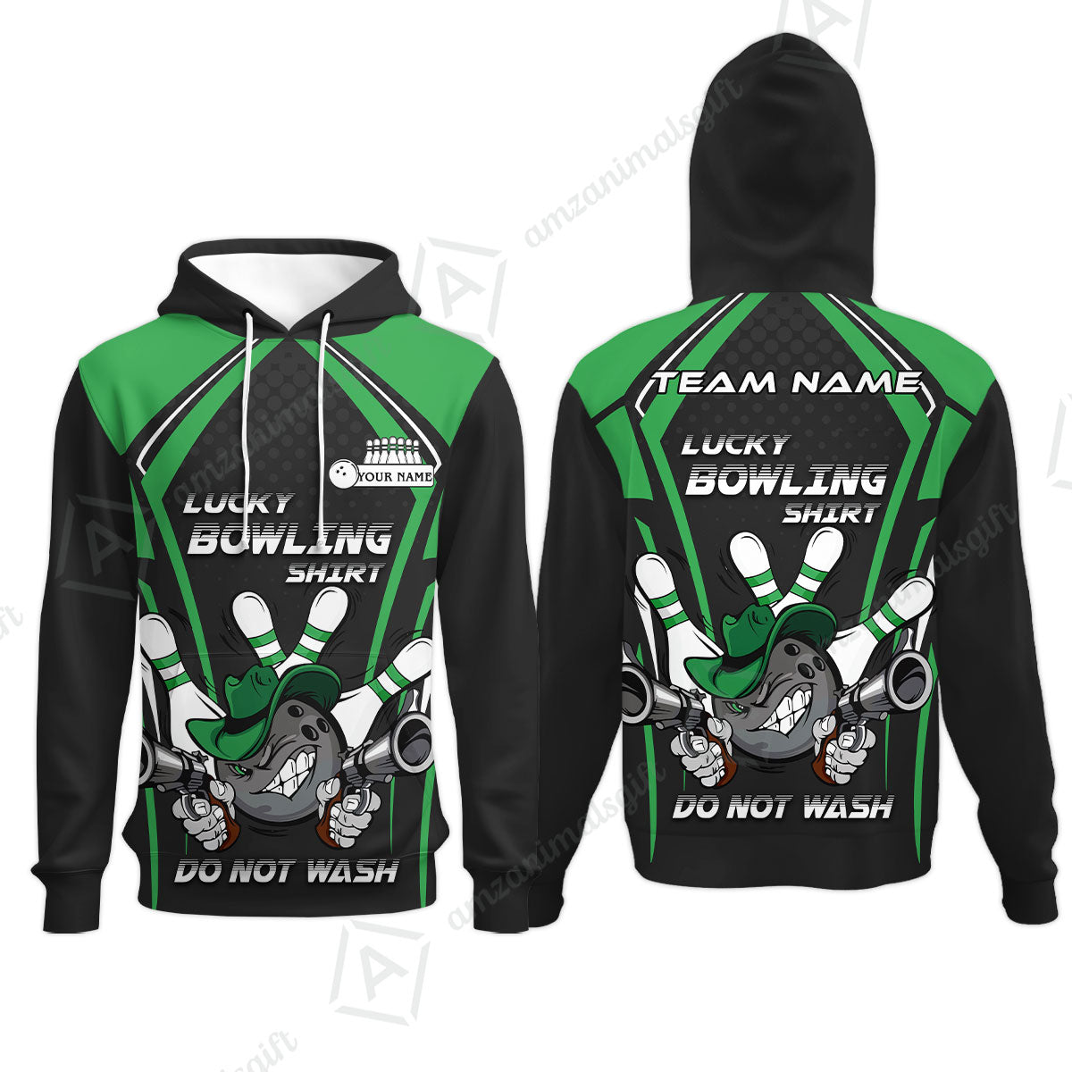 Customized Bowling Team Hoodie, Lucky Bowling Shirt Do Not Wash Bowling Ball Aiming Guns, Personalized Name Bowling Shirt