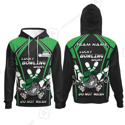 Customized Bowling Team Hoodie, Lucky Bowling Shirt Do Not Wash Bowling Ball Aiming Guns, Personalized Name Bowling Shirt
