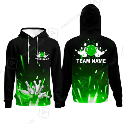 Custom Bowling Team Jerseys Polo Shirts, Bowling uniforms Flame Bowling Ball And Pins Short Sleeve Polo For Men Women Bowlers