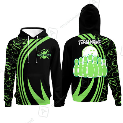 Customized Bowling Team Hoodie Neon Multicolor Bowling Uniforms With Name And Team Name For Bowlers, Team League