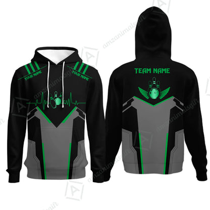 Personalized Polo Bowling Shirt Heartbeat And Esports Pattern Team Jersey Shirt For Men Women Bowlers