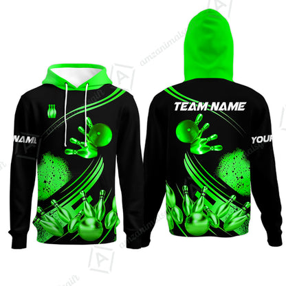 Custom Bowling Team Jerseys Polo Shirts, Bowling Uniforms Ball And Pins Ultimate Golden Multicolor Options Personalized Name And Team Name