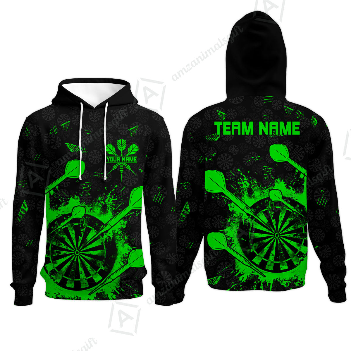 Customized Darts Hoodie, Darts Grunge Dartboard Hoodie Team Style Jersey for Darts Players