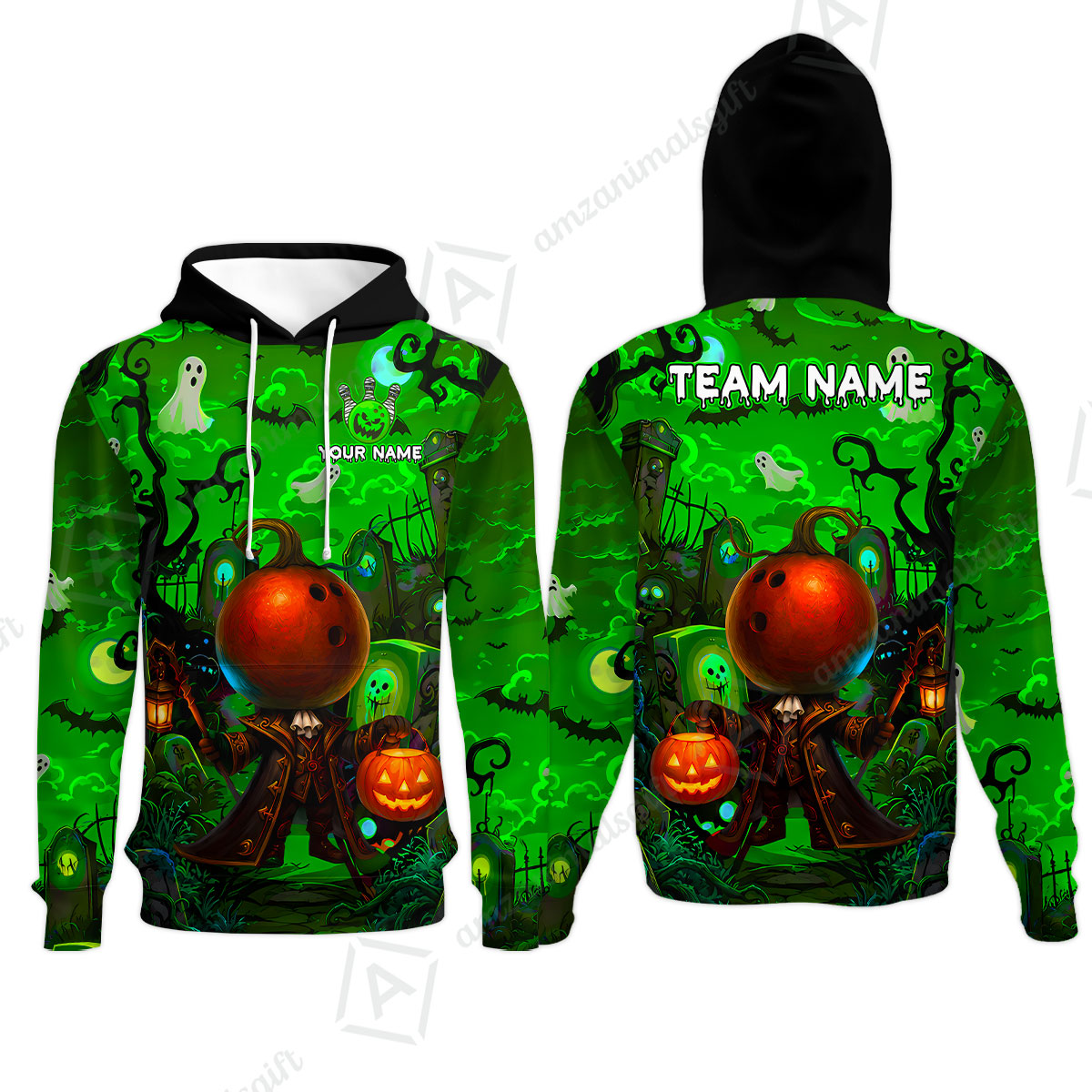 Custom Bowling Jersey Polo Shirt, Halloween Spooky Strike, Custom Bowling Jersey Team Shirt For Players With Name & Team Name