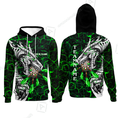 Customized Darts Team Hoodie, Darts And Dragon With Magma Personalized Hoodie For Darts Players