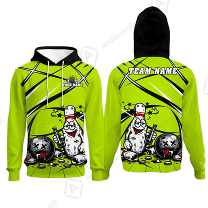 Custom Bowling Jersey Polo Shirt, Drunk Bowling Pin And Ball, Custom Bowling Jersey Team Shirt For Players With Name & Team Name