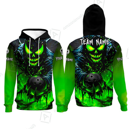 Custom Bowling Jersey Polo Shirt, Hellfire Strike, Custom Bowling Jersey Team Shirt For Players With Name & Team Name