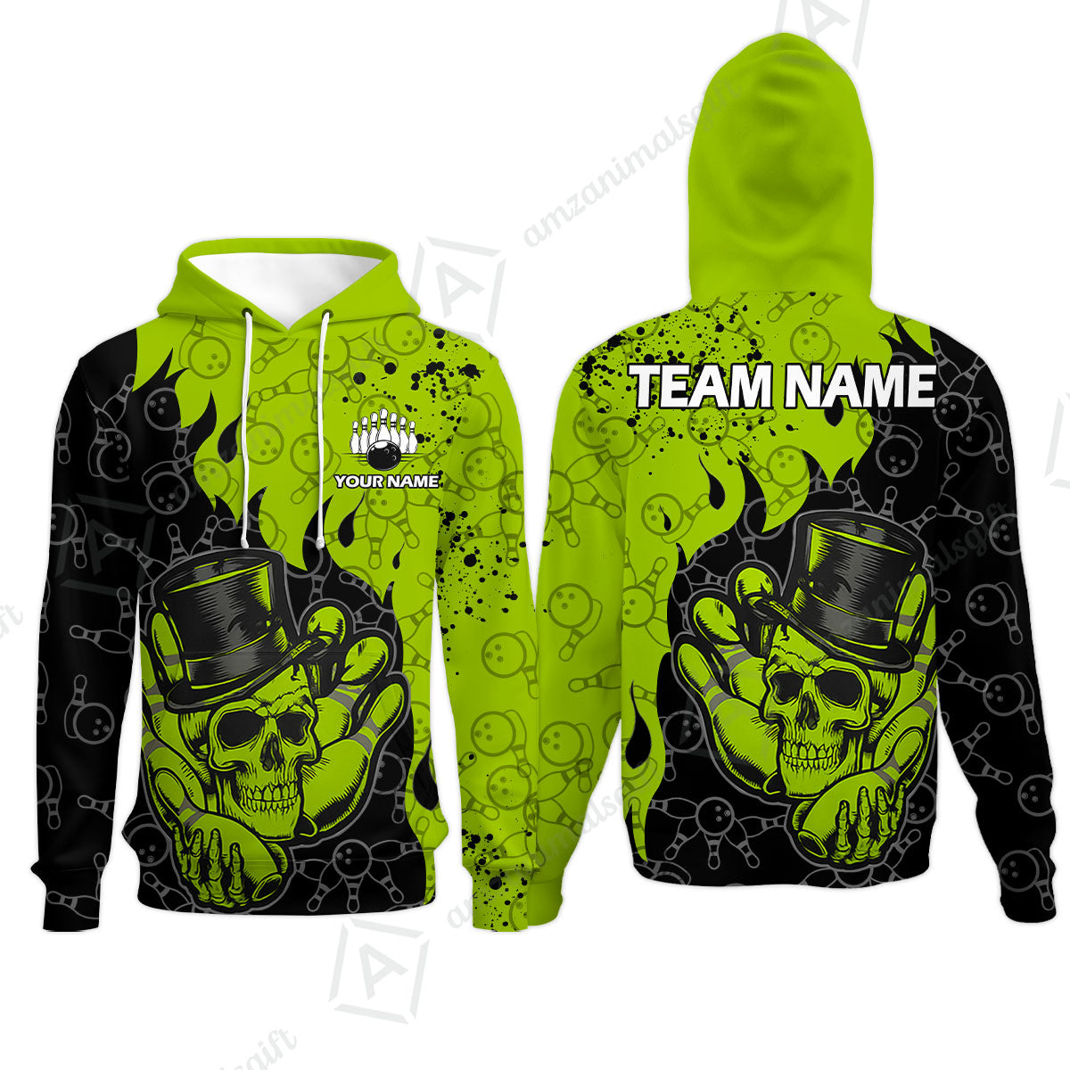 Custom Bowling Team Shirt – Skull Bowling Pattern Multicolor Personalized Jersey Bowling Uniform For League Players