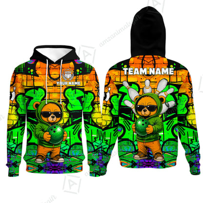 Custom Bowling Jersey Polo Shirt, Urban Street Art Bowling, Custom Bowling Jersey Team Shirt For Players With Name & Team Name