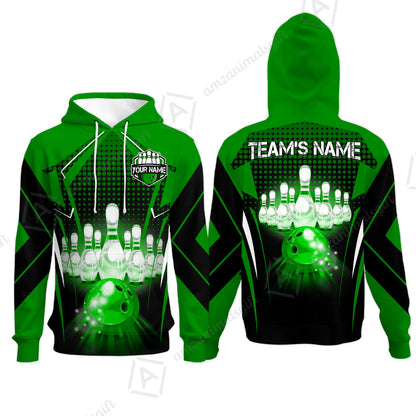 Custom Bowling Team Jerseys Polo Shirts, Bowling uniforms Ball & Pins Multicolor Jersey For Tournament Team Men Women Bowlers