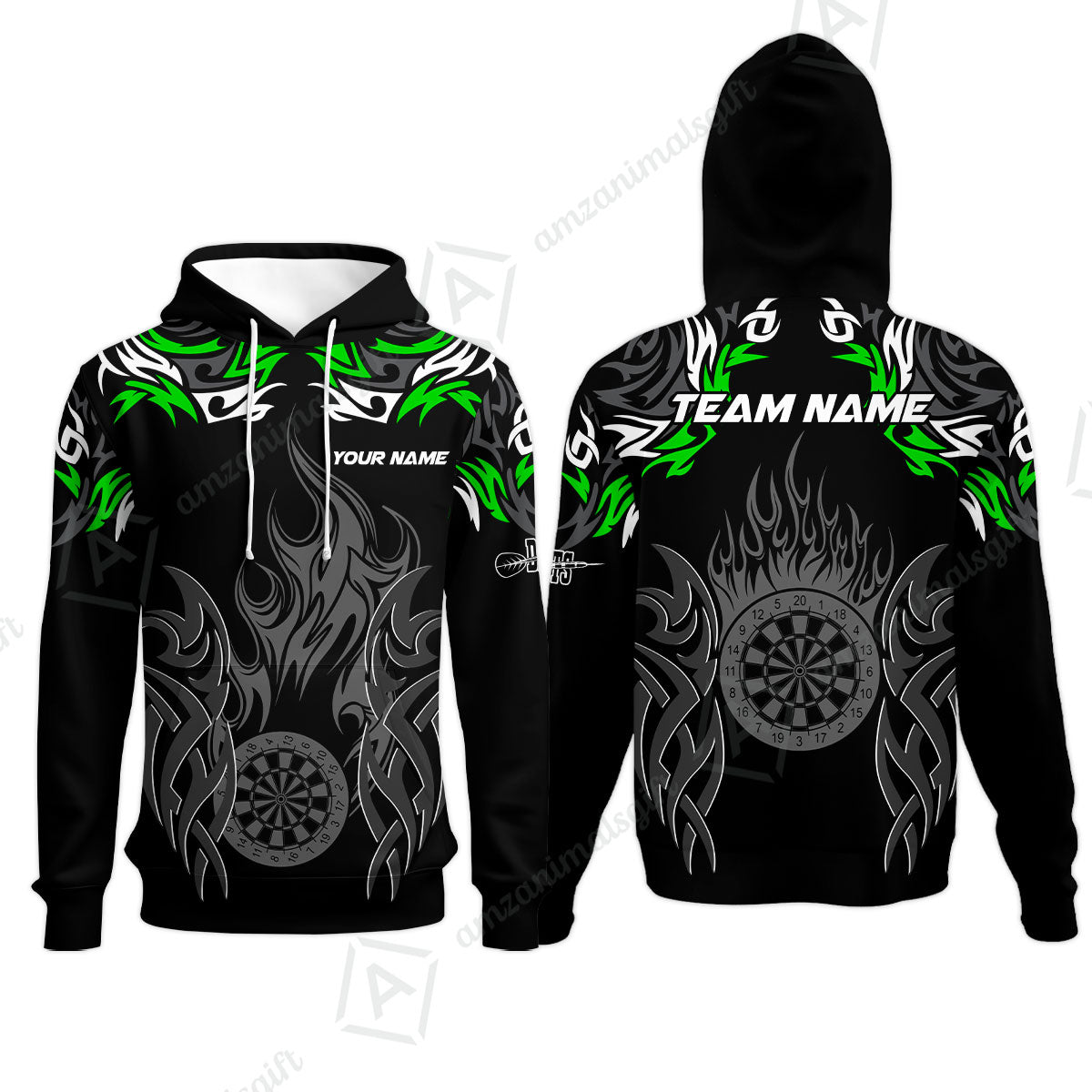 Customized Darts Hoodie, Dartboard Fire Flame Darts Hoodie Multicolor Team Style, Jersey for Darts Players