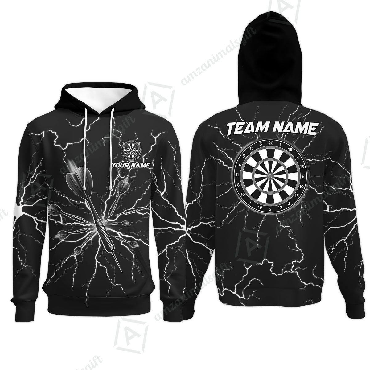 Custom Thunder Lightning Darts Quarter Men Polo Team Shirts,  Custom Darts Team Jerseys Uniform, Personalized Name And Team Name