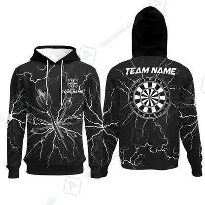 Custom Thunder Lightning Darts Quarter Men Polo Team Shirts,  Custom Darts Team Jerseys Uniform, Personalized Name And Team Name