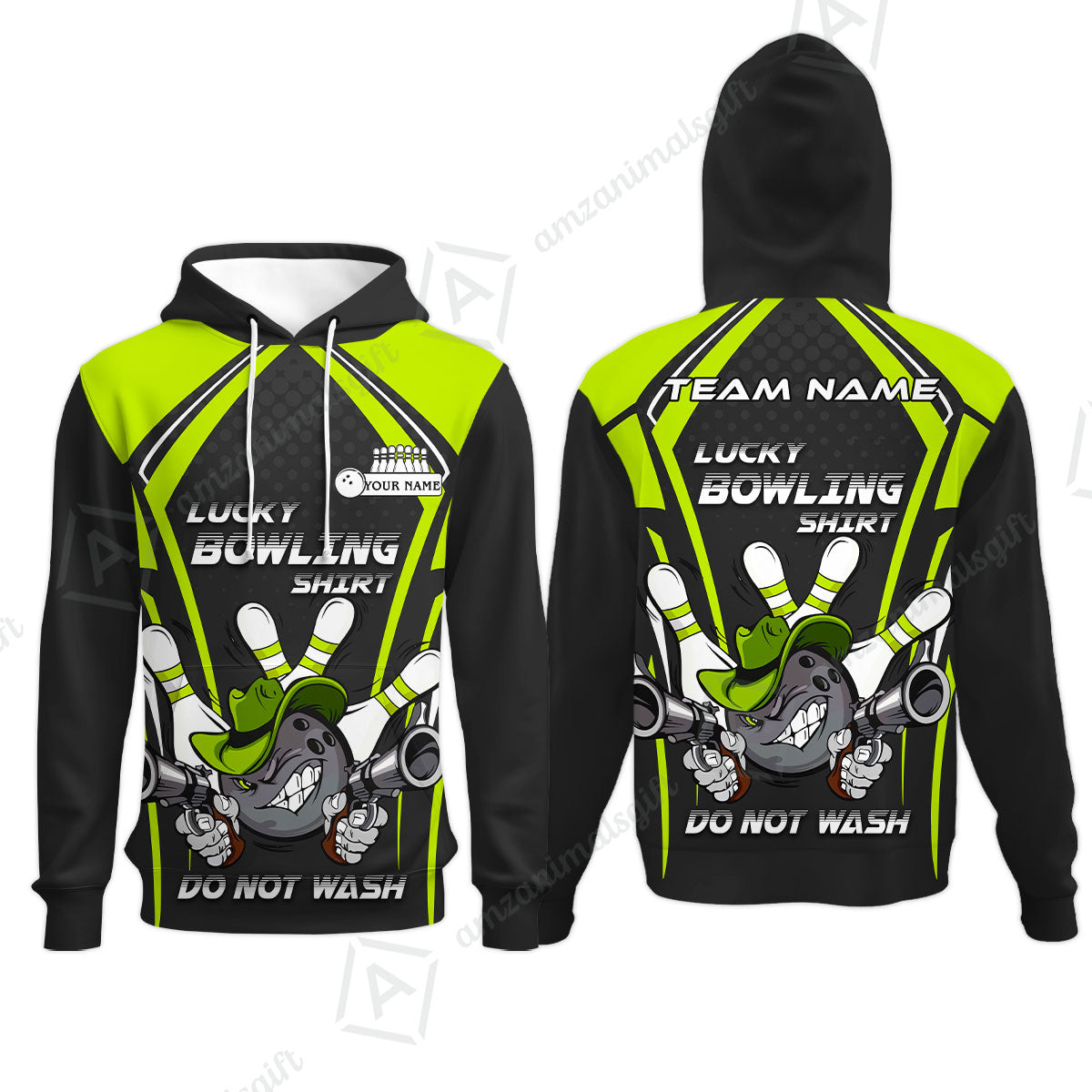 Customized Bowling Team Hoodie, Lucky Bowling Shirt Do Not Wash Bowling Ball Aiming Guns, Personalized Name Bowling Shirt