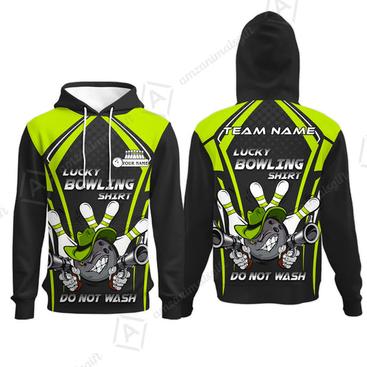Customized Bowling Team Hoodie, Lucky Bowling Shirt Do Not Wash Bowling Ball Aiming Guns, Personalized Name Bowling Shirt