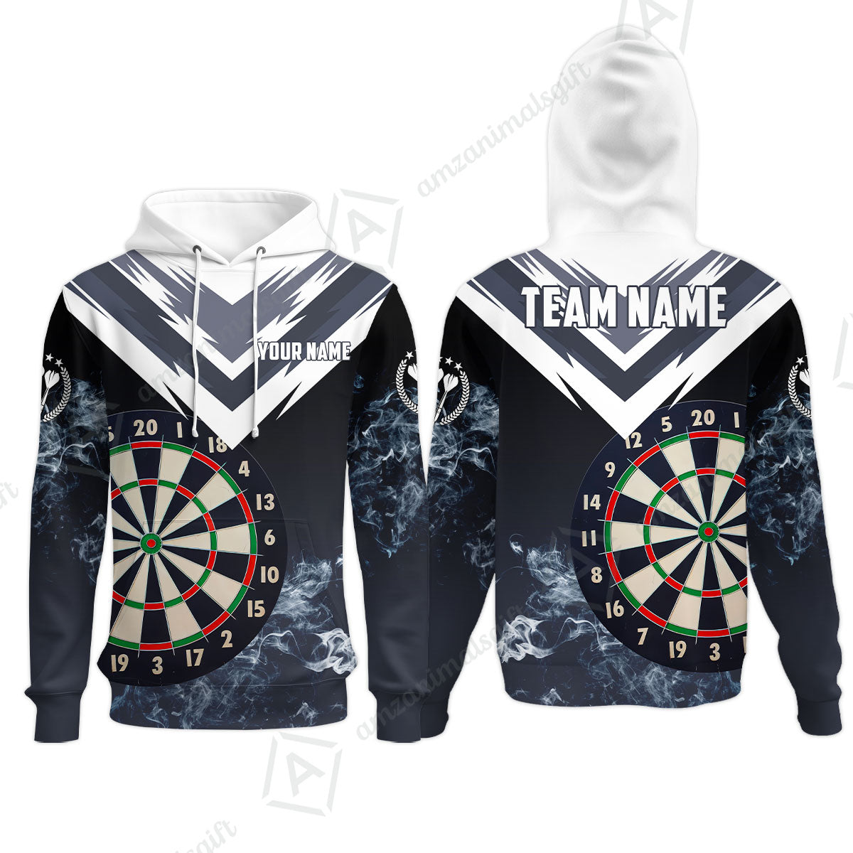 Custom Smoke Multi-Color Darts Quarter-Zip Team Shirts, Customized Name Team Name Darts Team Jerseys Uniform