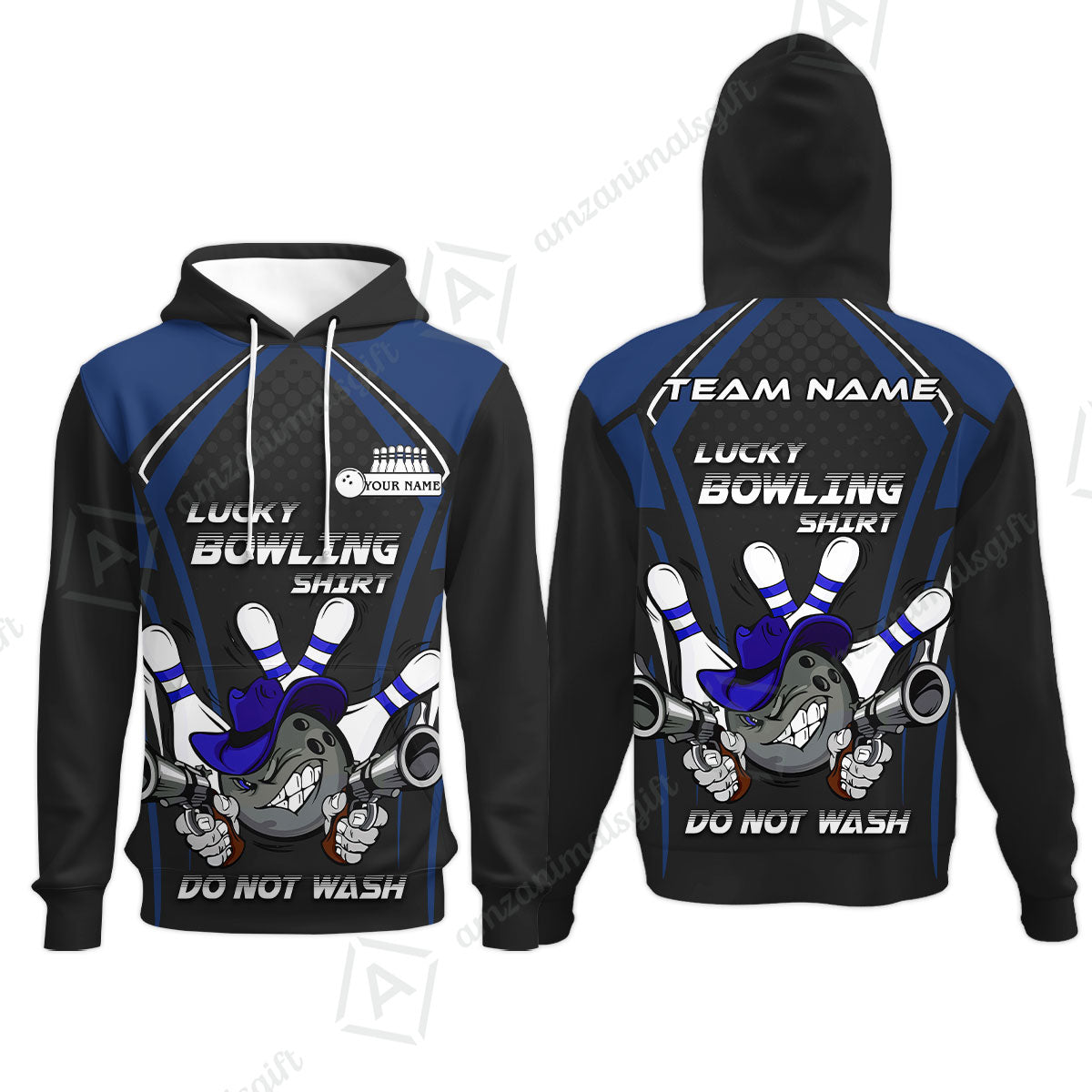 Customized Bowling Team Hoodie, Lucky Bowling Shirt Do Not Wash Bowling Ball Aiming Guns, Personalized Name Bowling Shirt