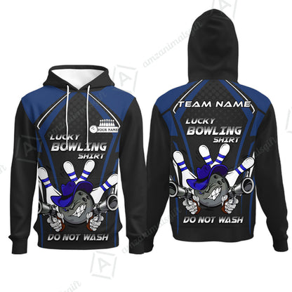 Customized Bowling Team Hoodie, Lucky Bowling Shirt Do Not Wash Bowling Ball Aiming Guns, Personalized Name Bowling Shirt