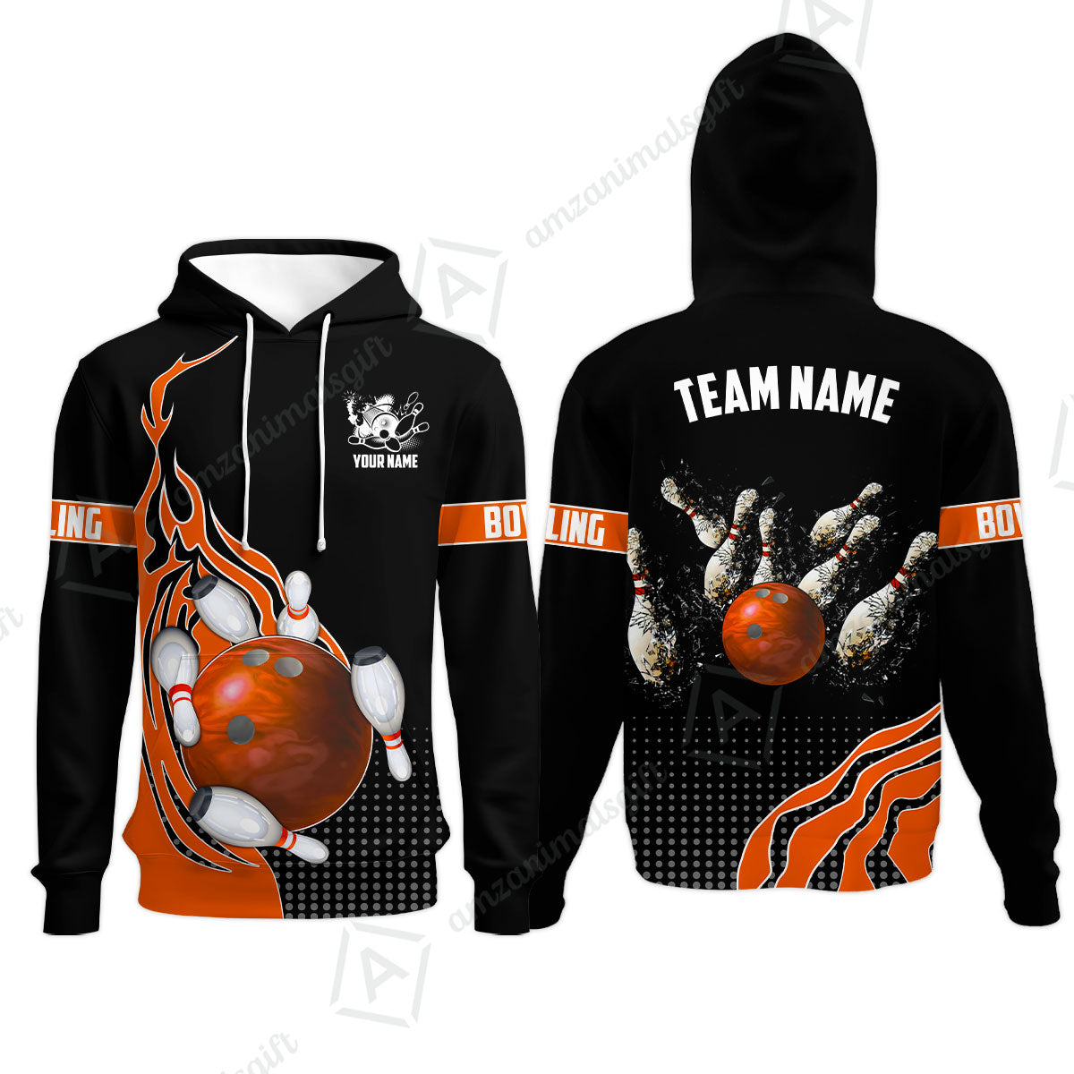 Customized Bowling Unisex Polo Shirt, Bowling And Breaking Pins Multicolor Option Customized Name And Team Name Polo Jerseys Shirts