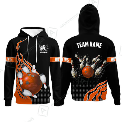 Customized Bowling Unisex Polo Shirt, Bowling And Breaking Pins Multicolor Option Customized Name And Team Name Polo Jerseys Shirts