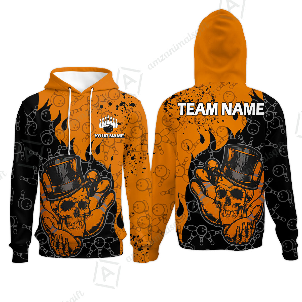 Custom Bowling Team Shirt – Skull Bowling Pattern Multicolor Personalized Jersey Bowling Uniform For League Players