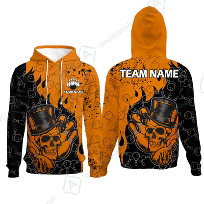 Custom Bowling Team Shirt – Skull Bowling Pattern Multicolor Personalized Jersey Bowling Uniform For League Players