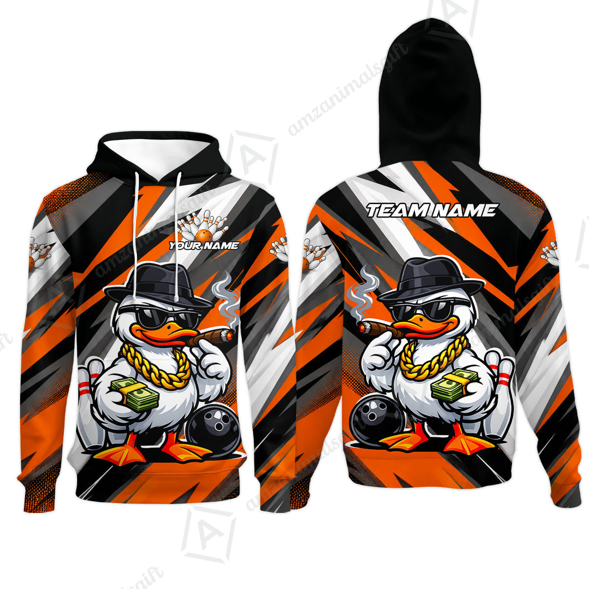 Custom Bowling Jersey Polo Shirt, Boss Hustle Duck Gangster Style, Custom Bowling Jersey Team Shirt For Players With Name and Team Name