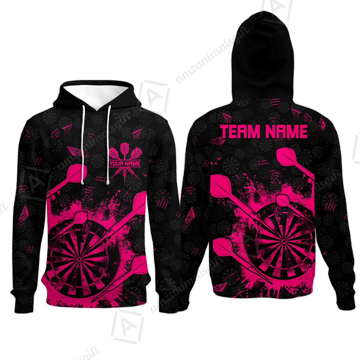 Customized Darts Hoodie, Darts Grunge Dartboard Hoodie Team Style Jersey for Darts Players