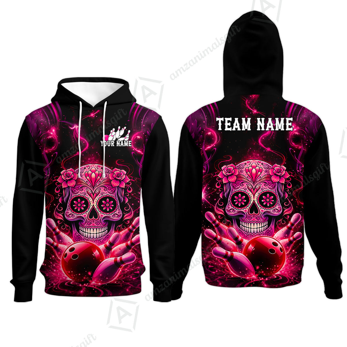 Customized Darts Team Jersey, Sugar Skull Bowler, Personalized Polo Shirt For Players With Name & Team Name