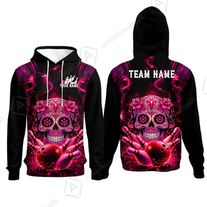 Customized Darts Team Jersey, Sugar Skull Bowler, Personalized Polo Shirt For Players With Name & Team Name