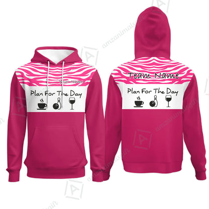 Custom Bowling Jersey Polo Shirt, Pink Zebra Pattern Bowling, Custom Bowling Jersey Team Shirt For Players With Name & Team Name