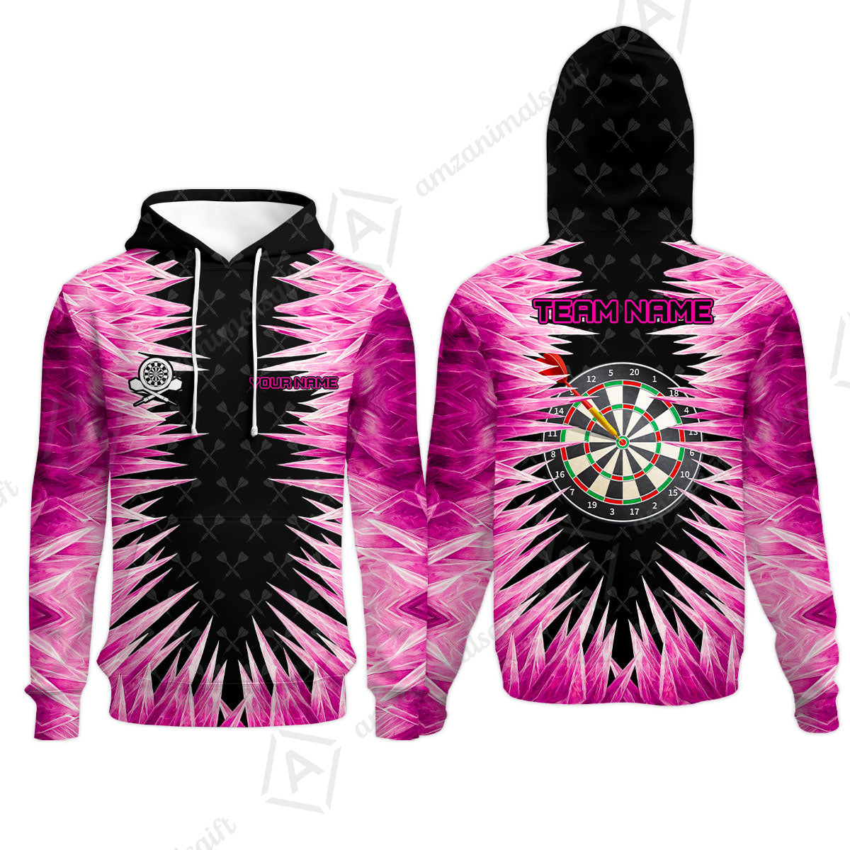 Customized Darts Hoodie, Darts Dartboard Ice And Fire Multicolor Hoodie Jersey For Darts Players