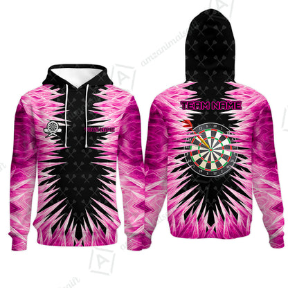 Customized Darts Hoodie, Darts Dartboard Ice And Fire Multicolor Hoodie Jersey For Darts Players