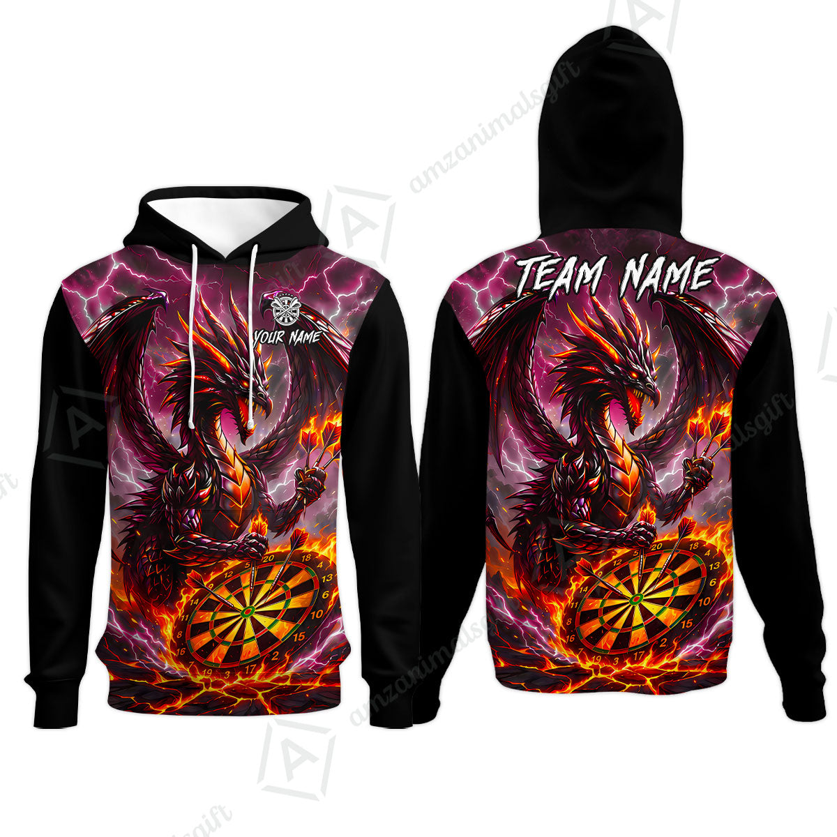 Custom Darts Jersey Polo Shirt, Dragon Fire Darts, Custom Dart Jersey Team Shirt For Players With Name & Team Name