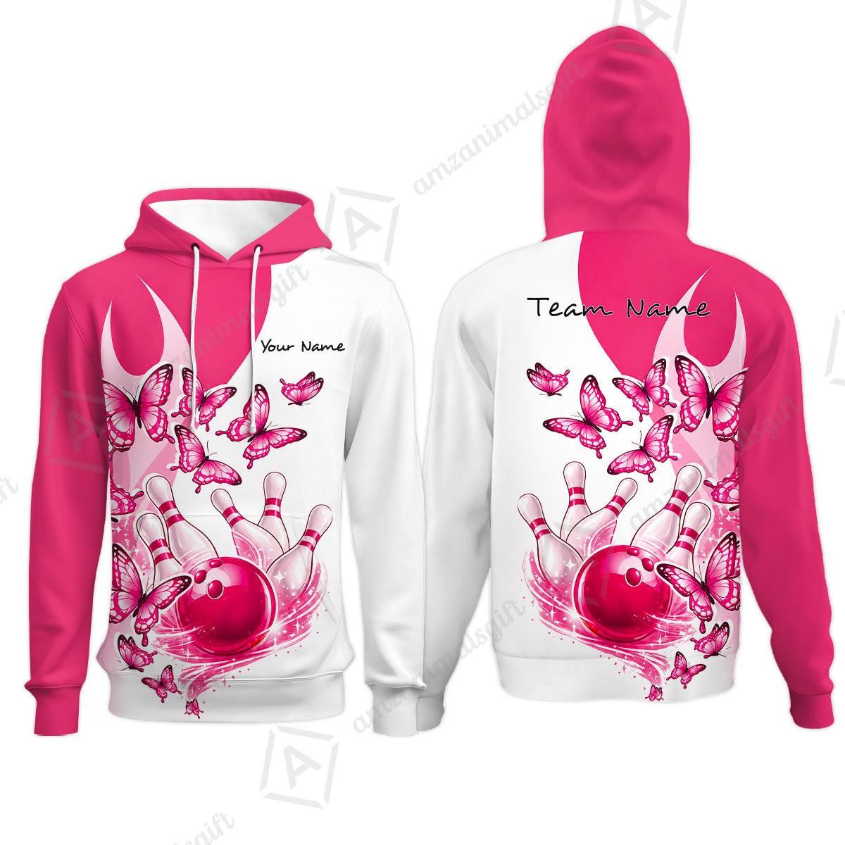 Custom Bowling Jersey Polo Shirt, Butterfly Strike, Personalized Name & Team Name
