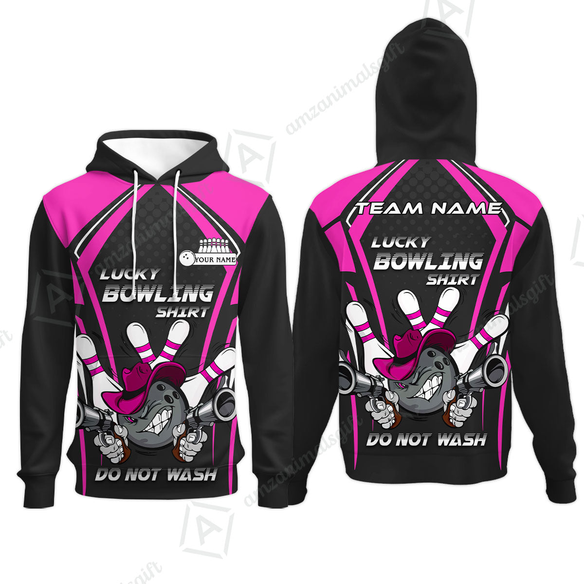 Customized Bowling Team Hoodie, Lucky Bowling Shirt Do Not Wash Bowling Ball Aiming Guns, Personalized Name Bowling Shirt