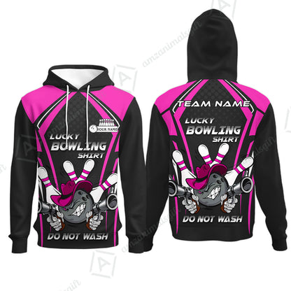 Customized Bowling Team Hoodie, Lucky Bowling Shirt Do Not Wash Bowling Ball Aiming Guns, Personalized Name Bowling Shirt