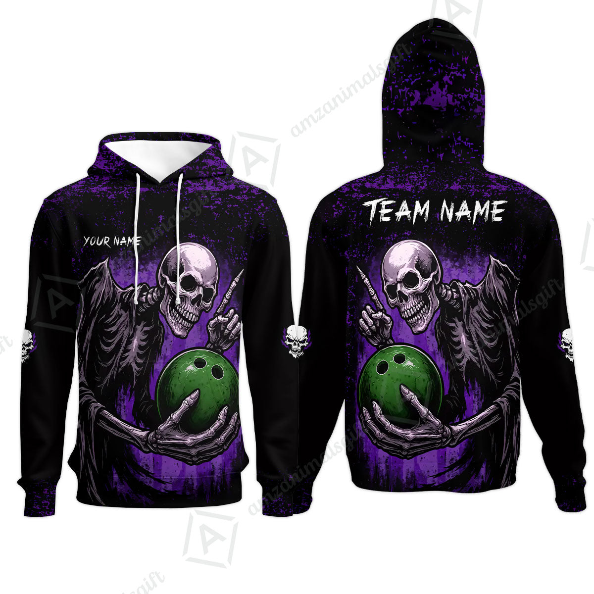 Custom Colorful Skeleton Bowling Team Jerseys Polo Shirts, Bowling uniforms, Bowling Shirts Personalized Name And Team Name