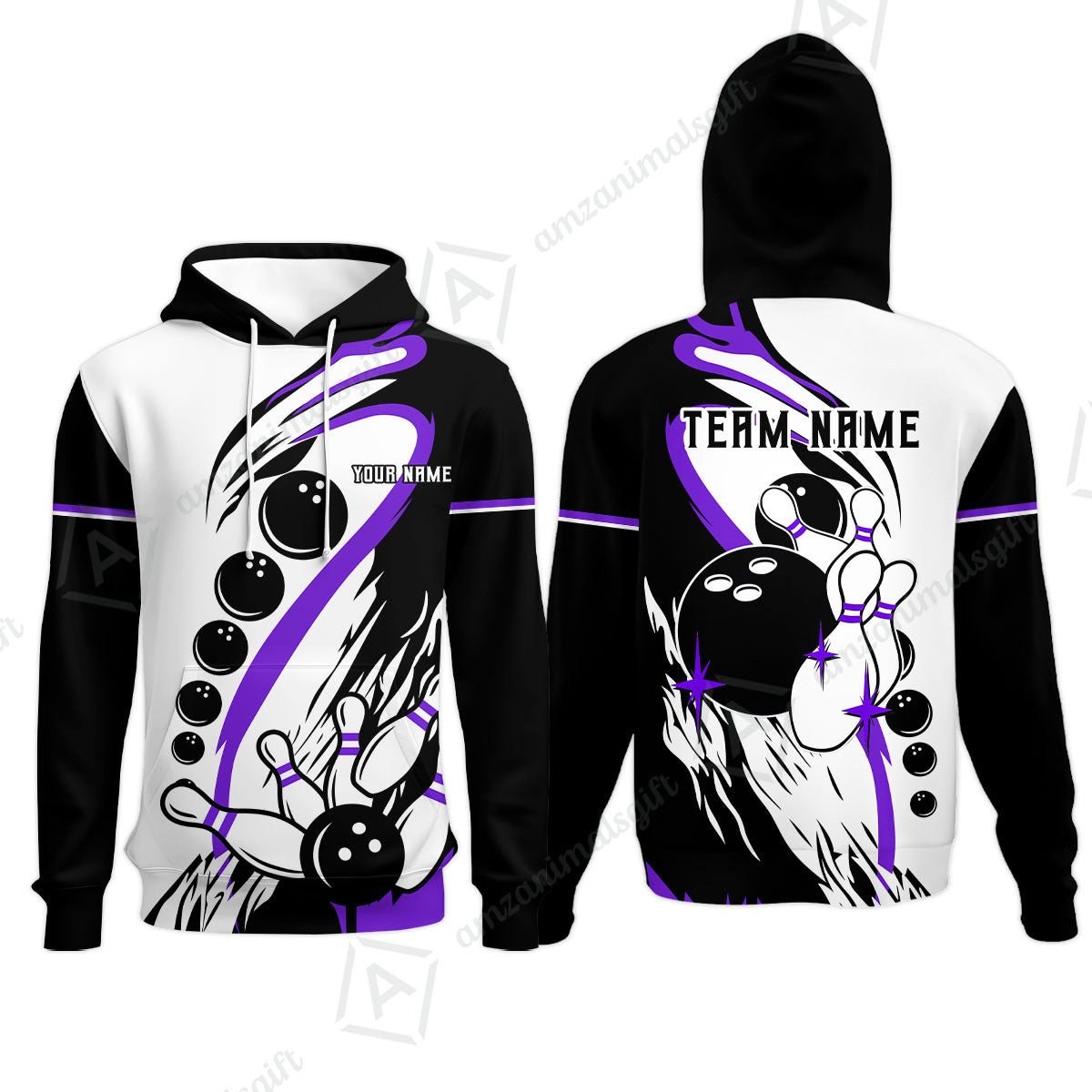 Custom Purple Turquoise Retro Bowling League Jersey, Custom Bowling Team Jerseys Polo Shirts, Custom Bowling Uniforms Jerseys