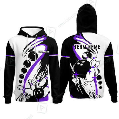 Custom Purple Turquoise Retro Bowling League Jersey, Custom Bowling Team Jerseys Polo Shirts, Custom Bowling Uniforms Jerseys