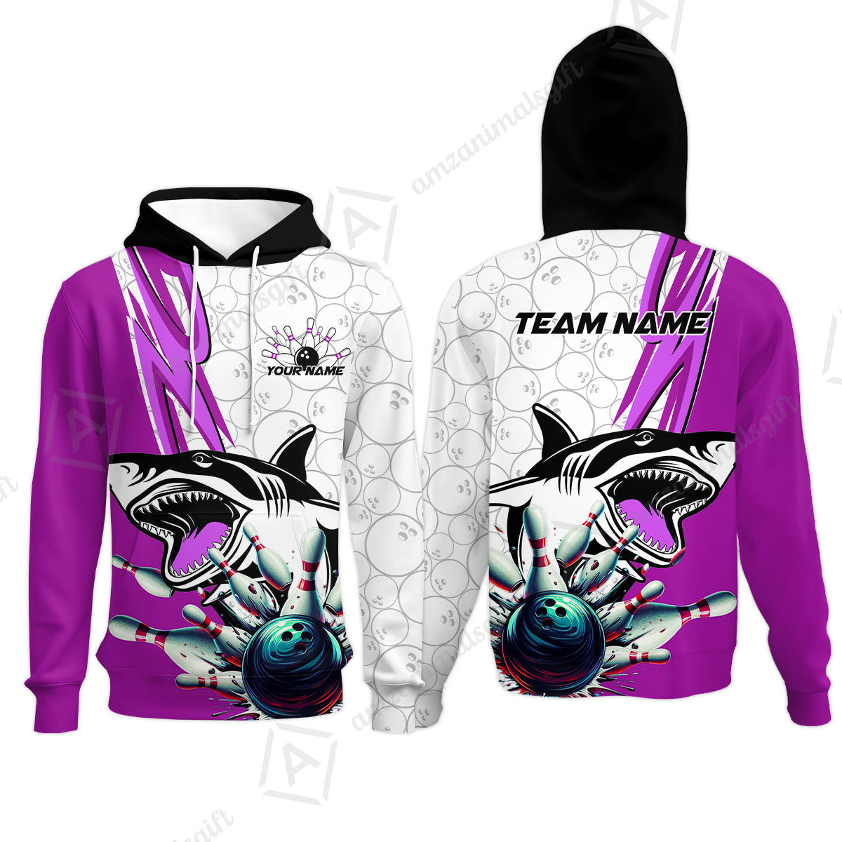 Custom Shark Bowling Team Jersey,  Shark Bowling Jersey Multicolor Polo Quarter-Zip Shirts, Bowling Uniforms Jerseys, Custom Name And Team Name