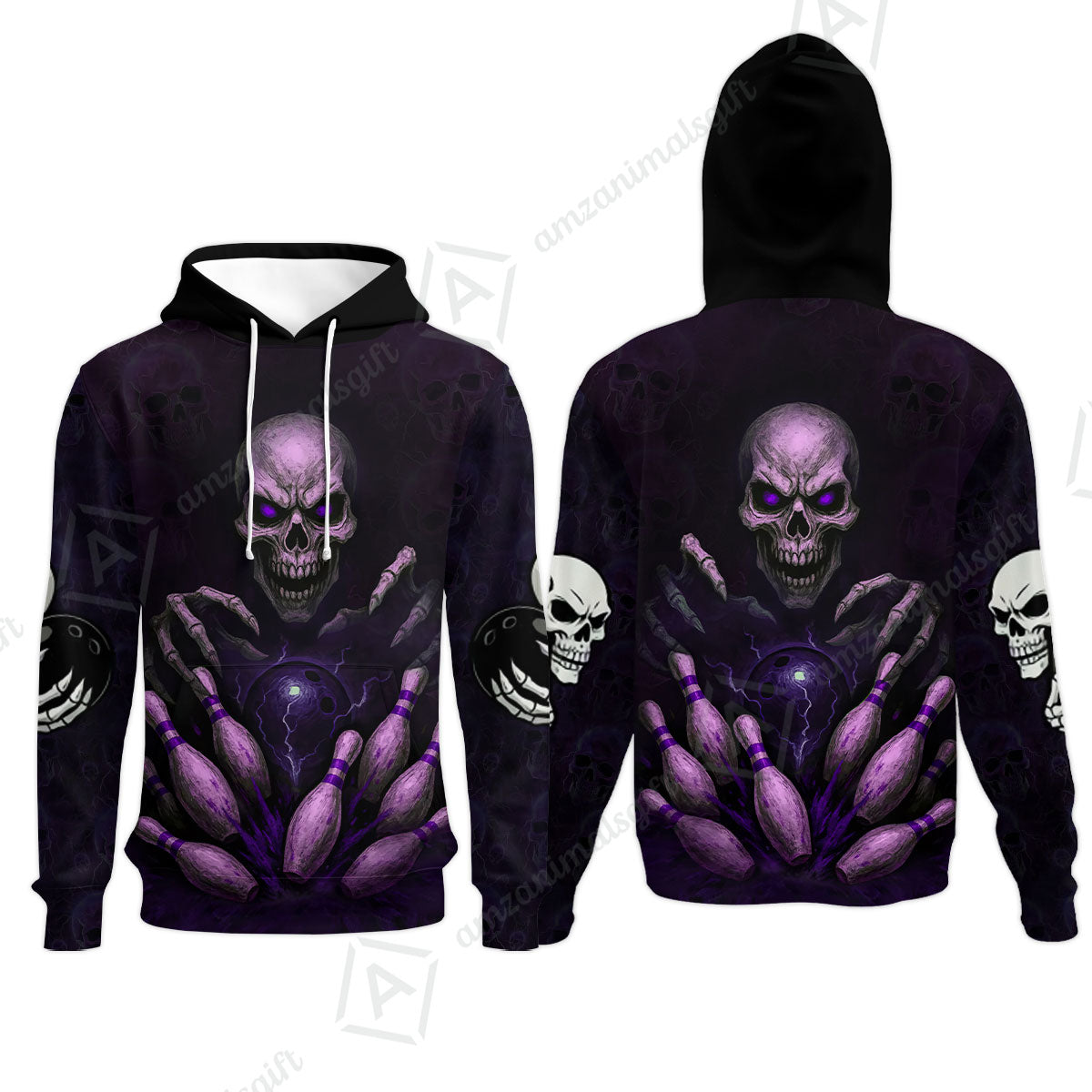 Custom Colorful Skull Bowling Team Jerseys Polo Shirts, Bowling uniforms, Multicolor Skull Bowling Personalized Name And Team Name