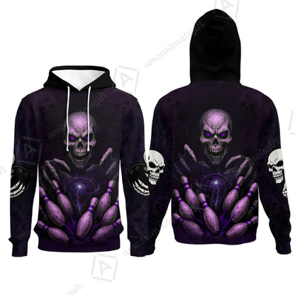 Custom Colorful Skull Bowling Team Jerseys Polo Shirts, Bowling uniforms, Multicolor Skull Bowling Personalized Name And Team Name