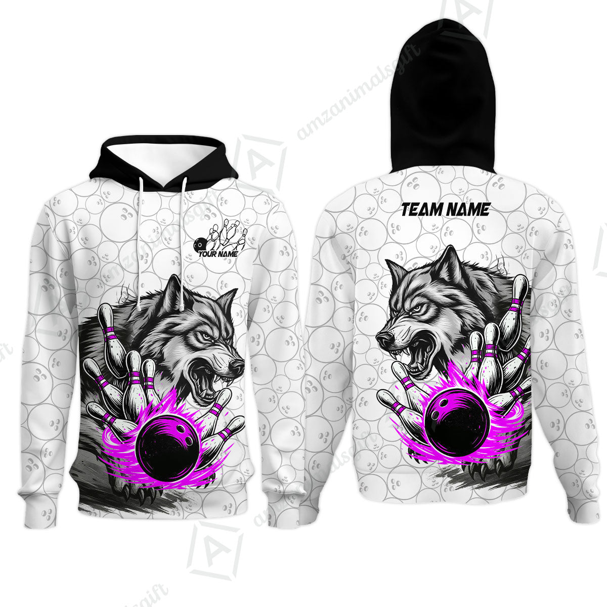 Custom Bowling Team Jersey, Wolf Strike Bowling Jersey Multicolor Polo Quarter-Zip Shirts, Custom Bowling Uniforms Jerseys